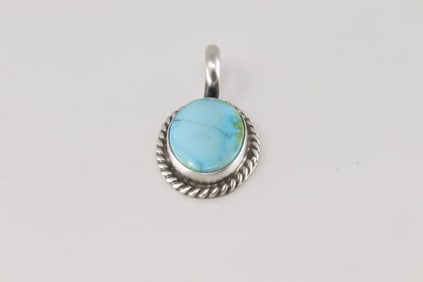 Native America Navajo Sterling Silver Sonora Gold Turquoise Pendant By Johnny Dixon.