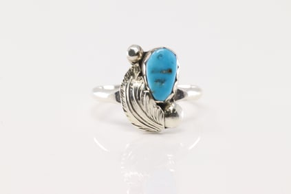 Native America Navajo Sterling Silver Turquoise Ring By Simplicio.