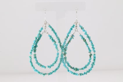 Native America Navajo Sterling Silver Turquoise Dangling Earring's By Lucinda Sardo.
