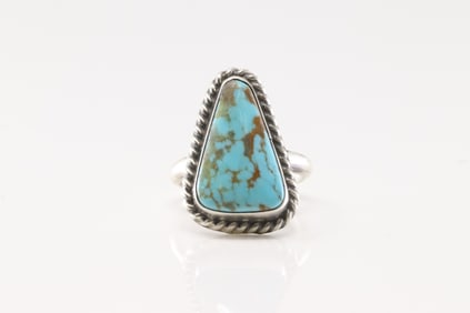 Native America Navajo Sterling Silver Turquoise Ring By Dixon.