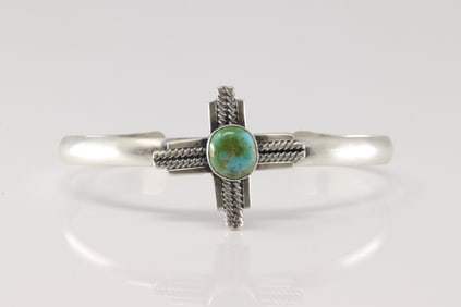 Native America Navajo Sterling Silver Sonora Gold Turquoise Bracelet Cuff By Randy Billy.