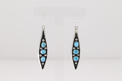 Native America Navajo Sterling Silver Turquoise Dangling Earring's By Paul Largo.