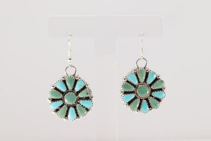 Native America Navajo Sterling Silver Kingman Turquoise Dangling Earring's By Alicia Wilson.