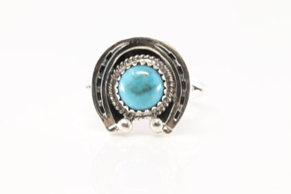 Native America Navajo Sterling Silver Turquoise Naja Pendant By Theresa Smith.
