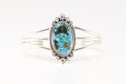 Native America Navajo Sterling Silver Turquoise Bracelet Cuff By Daniel Benally.