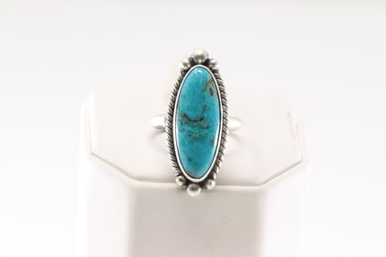 Native America Navajo Sterling Silver Turquoise Ring By Eugene Belone.