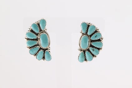 Native America Navajo Sterling Silver Kingman Turquoise Earring's By Alicia Wilson.
