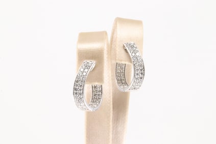 Elegant Diamond Hoop Earring 14Kt.