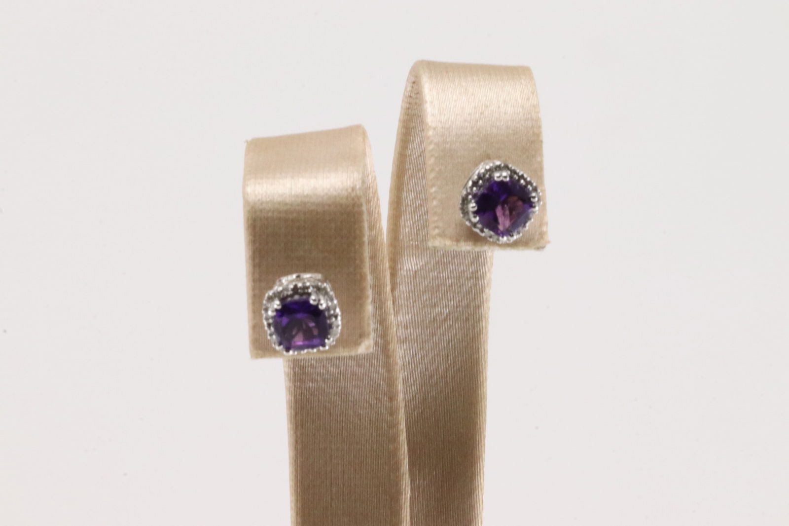 Amethyst & Diamond Stud Earring 10Kt. (1 of 3)