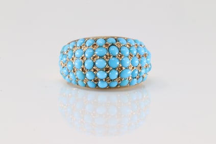 Turquoise Cluster Ring 14Kt.