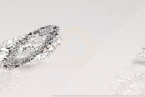 Elegant Diamond Wedding Ring 14Kt.: Ladies 14Kt White Gold Lab Grown Diamond Wedding Ring. This elegant and charming ring has oval sparkling diamond on the center, surrender by 32 round Lab Grown diamonds. Lab Grown Diamonds weight appr