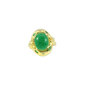 Cabochon Emerald & Diamond Ring 14Kt.