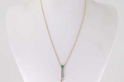 Emerald & Diamond Pendant / Necklace 14kt.