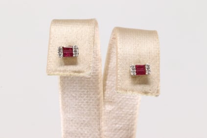 Ruby & Diamond Stud Earring 14kt.