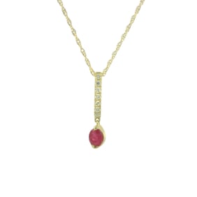 Ruby & Diamond Pendant / Necklace 14Kt.