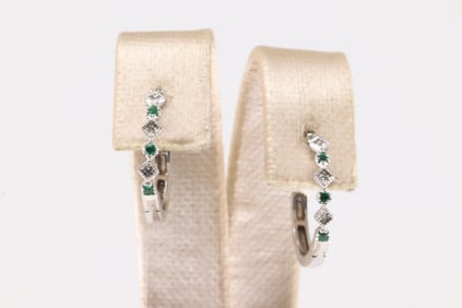 Emerald & Diamond Hoop Earring 14kt.