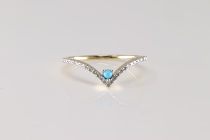 Turquoise & Diamond Ring 14Kt.