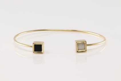 Pearl & Sapphire Bangle Bracelet 14Kt.