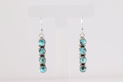 Native America Navajo Sterling Silver Turquoise Dangling Earring's By Maxine Ramirez.