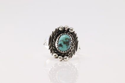 Native America Navajo Sterling Silver Turquoise Ring By B.