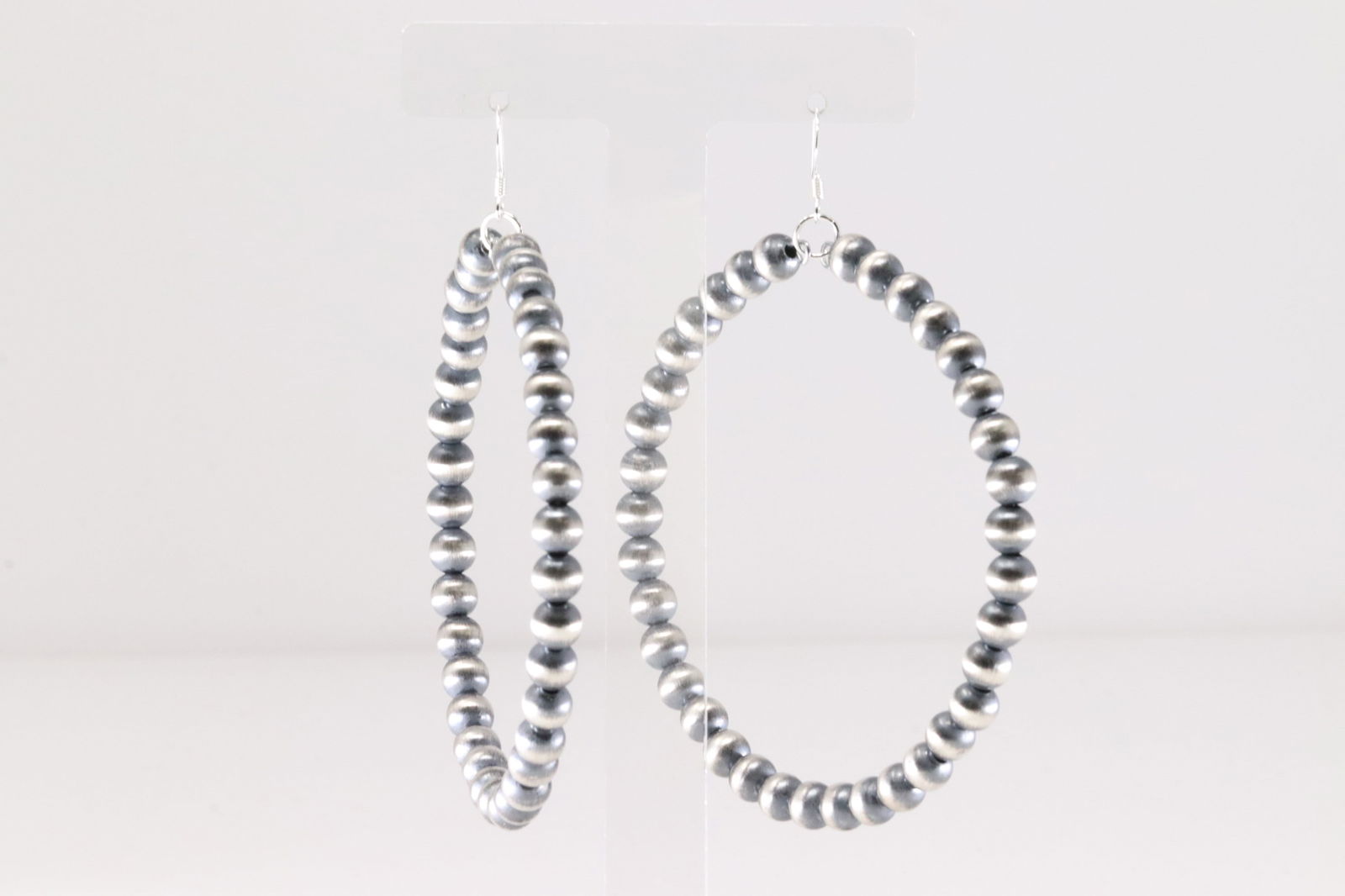 Native America Navajo Sterling Silver Paer Beaded Hoop Dangling Earring's By Isabell John.: This is a Native America Navajo Sterling Silver Paer Beaded Hoop Dangling Earring's By Isabell John.