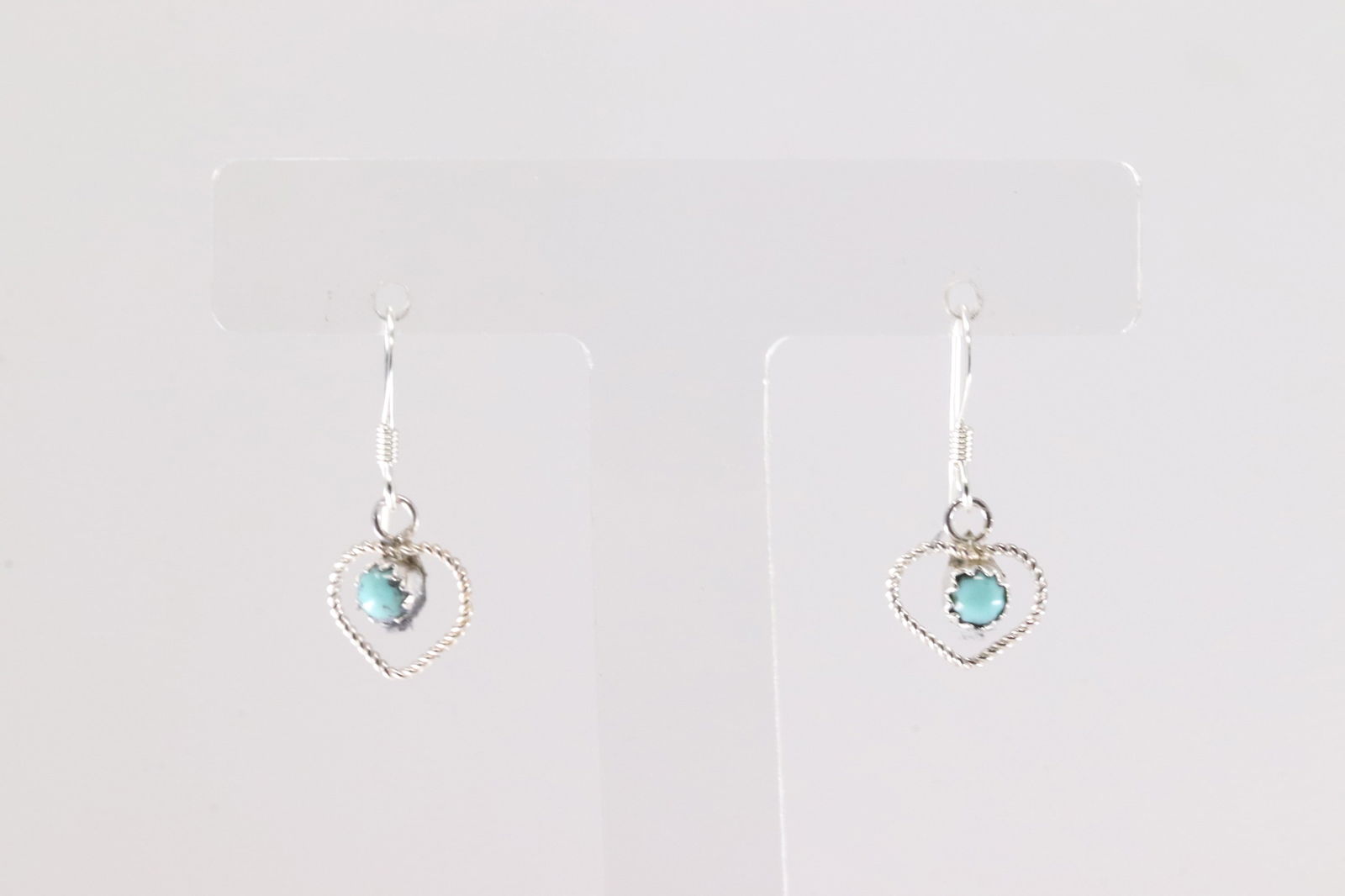 Native America Navajo Sterling Silver Turquoise Heart Dangling Earring's By Shantel & Sylvia Chee. (1 of 3)