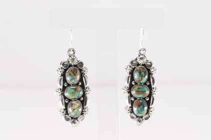 Native America Navajo Sterling Silver Turquoise Dangling Earring's By Emerson Delgarito.