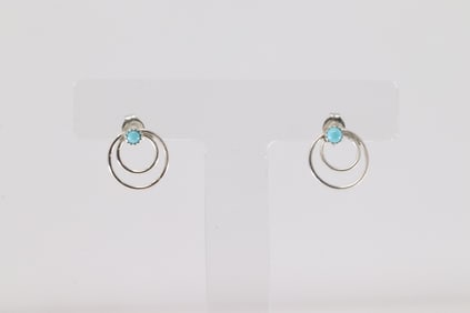 Native America Navajo Sterling Silver Turquoise Post Earring's By Shantel Bitsie.