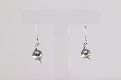 Native America Navajo Sterling Silver Paer Beaded Dangling Earring's By Treva Jim.