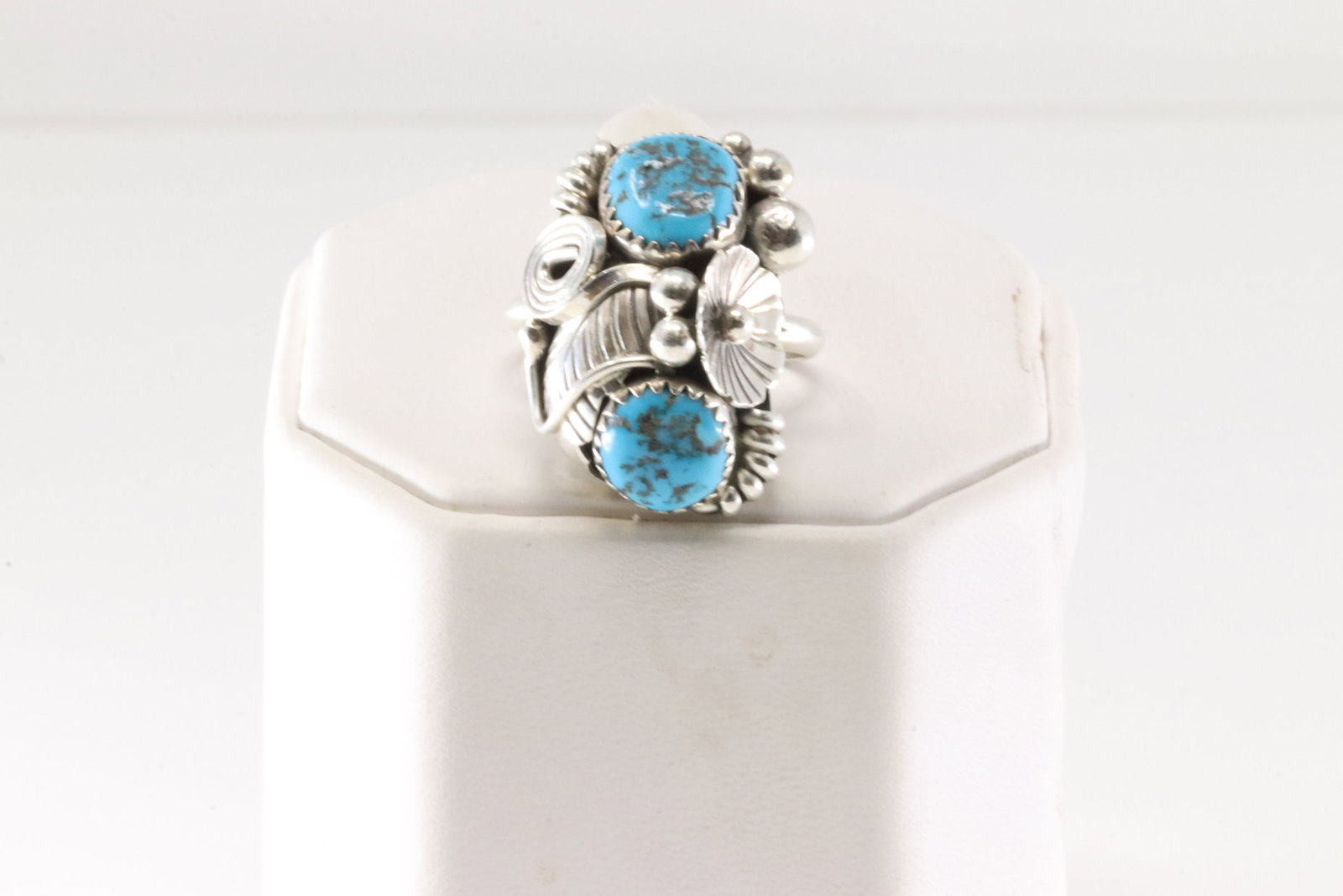 Native America Navajo Sterling Silver Turquoise Ring 2 Stone By Max C.: This is a Native America Navajo Sterling Silver Turquoise Ring 2 Stone By Max C. Ring size: 7.50.