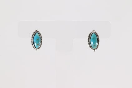 Native America Navajo Sterling Silver Turquoise Post Earring's By Bucky Belin.