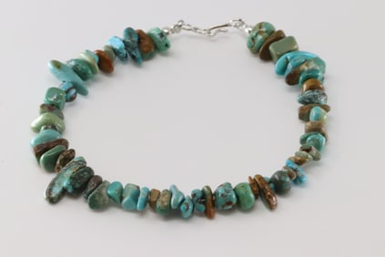 Native American Navajo Sterling Silver Turquoise Bracelet Link.