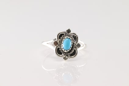 Native American Navajo Sterling Silver Turquoise Ring By Letricia Largo.