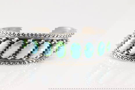 Native American Navajo Sterling Silver Sonora Gold Turquoise Bracelet Cuff By Bobby Johnson.: This is a Native American Navajo Sterling Silver Sonora Gold Turquoise Bracelet Cuff By Bobby Johnson. Total weight: 66.30 Grams.