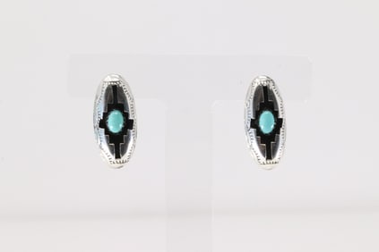 Native America Navajo Sterling Silver Turquoise Post Earring's By Felix Perry.