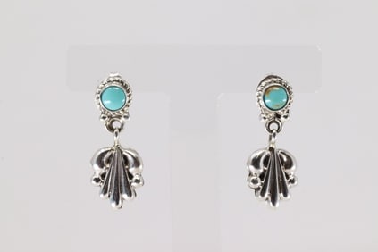 Native American Navajo Sterling Silver Turquoise Post / Dangling Earring's By Annette Chiquito.