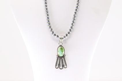 Native America Navajo Sterling Silver Sonora Gold Turquoise Necklace By Verley Betone.