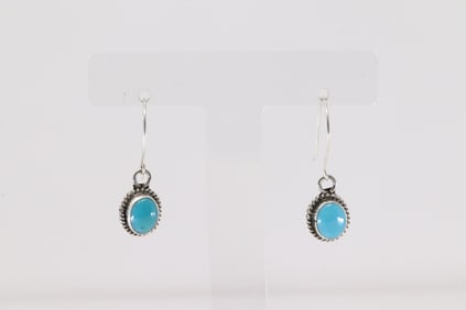 Native America Navajo Sterling Silver Turquoise Dangling Earring's By Rosemary Saunders.
