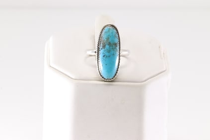 Native America Navajo Sterling Silver Turquoise Ring By Brandon Belin.