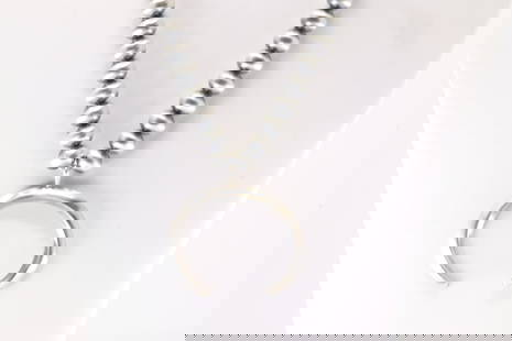 Native American Navajo Sterling Silver Pearl Beaded Naja Necklace By Rena Begay.: This is a Native American Navajo Sterling Silver Pearl Beaded Naja Necklace By Rena Begay. Necklace length: 18.00"