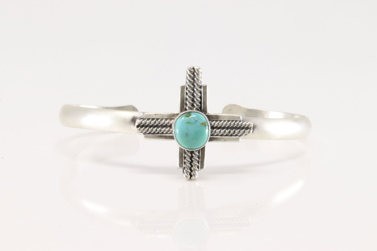 Native America Navajo Sterling Silver Turquoise Cross Bracelet Cuff By Randy Billy. (1 of 4)