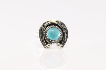 Native America Navajo Sterling Silver Turquoise Naja Ring By Theresa Smith.