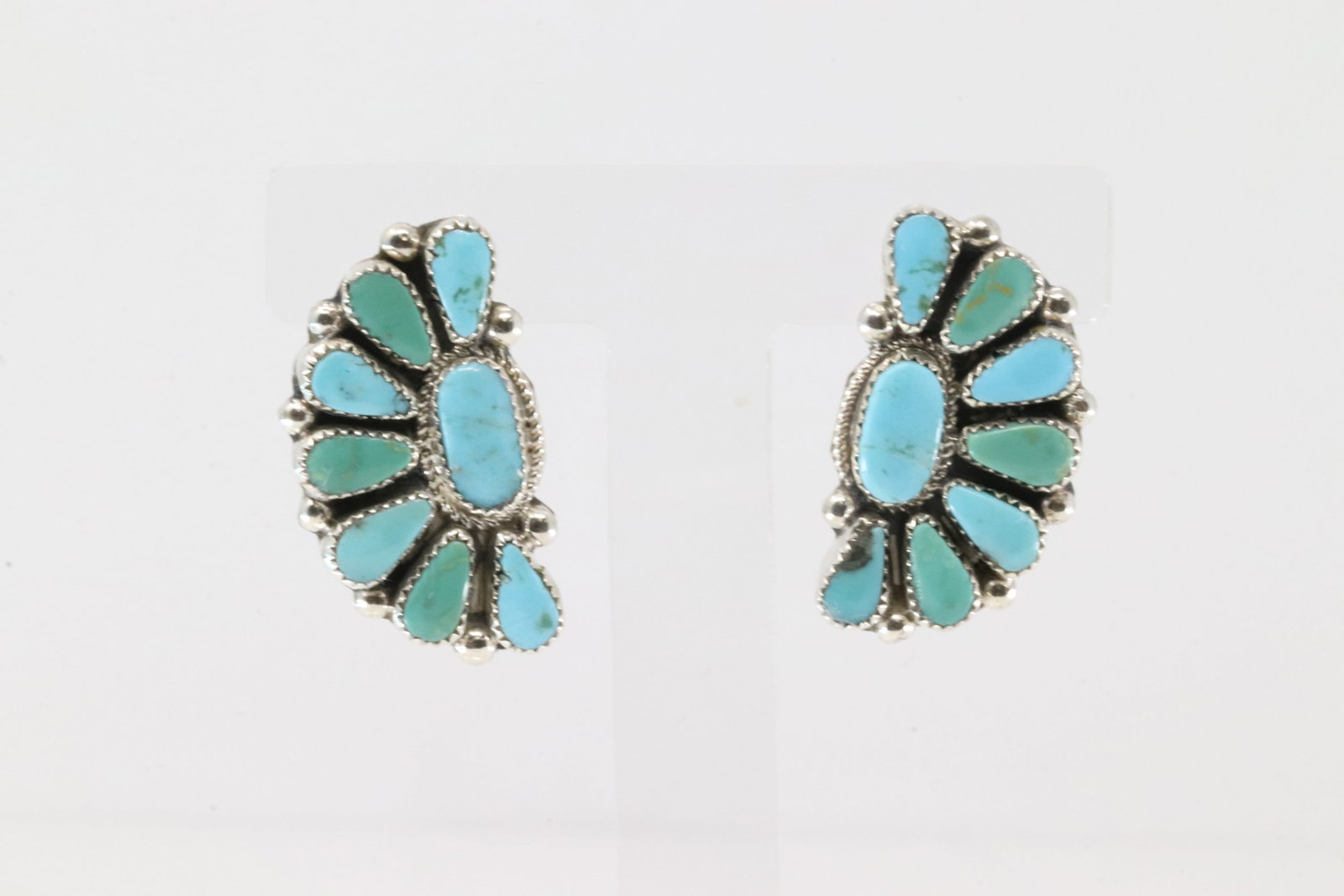 Native America Navajo Sterling Silver Kingman Turquoise Post Earring's By Alicia Wilson. (1 of 4)