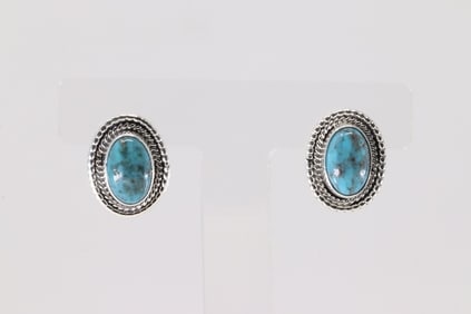 Native America Navajo Sterling Silver Turquoise Post Earring's By Rita Largo.