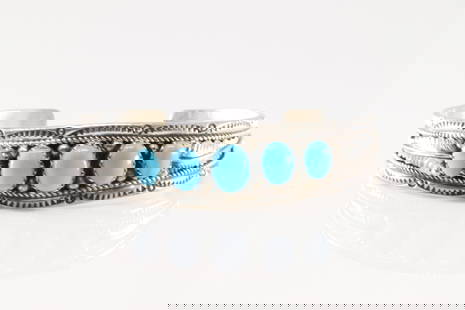 Native America Navajo Sterling Silver Turquoise Bracelet Cuff By Betty Begaye.: This is a Native America Navajo Sterling Silver Turquoise Bracelet Cuff By Betty Begaye.