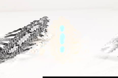 Native America Navajo Sterling Silver Turquoise Bracelet Cuff By Eula Wylie.: This is a Native America Navajo Sterling Silver Turquoise Bracelet Cuff By Eula Wylie.