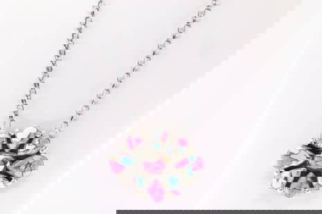 Native America Navajo Sterling Silver Cotton Candy Necklace BY Gerildine James.: This is a Native America Navajo Sterling Silver Cotton Candy Necklace BY Gerildine James. Necklace Length: 18.00".
