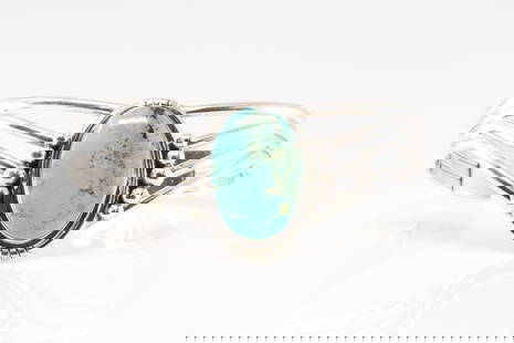Native American Navajo Sterling Silver Turquoise Bracelet Cuff By Harold Becenti.: This is a Native American Navajo Sterling Silver Turquoise Bracelet Cuff By Harold Becenti.