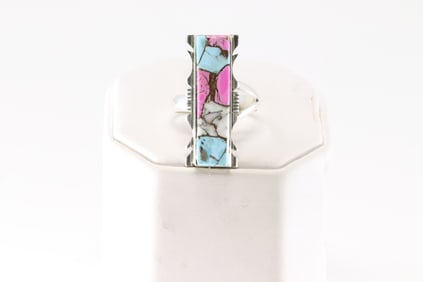 Native America Navajo Sterling Silver Cotton Candy Ring By S.F.