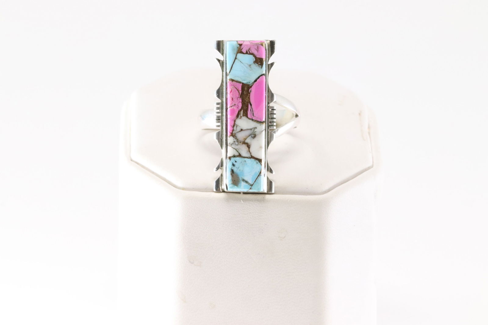 Native America Navajo Sterling Silver Cotton Candy Ring By S.F. (1 of 4)
